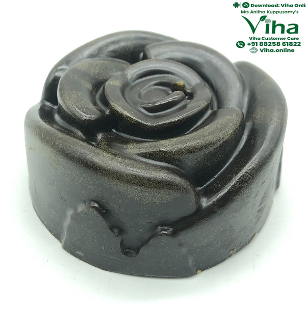Dark rose-shaped handmade soap bar