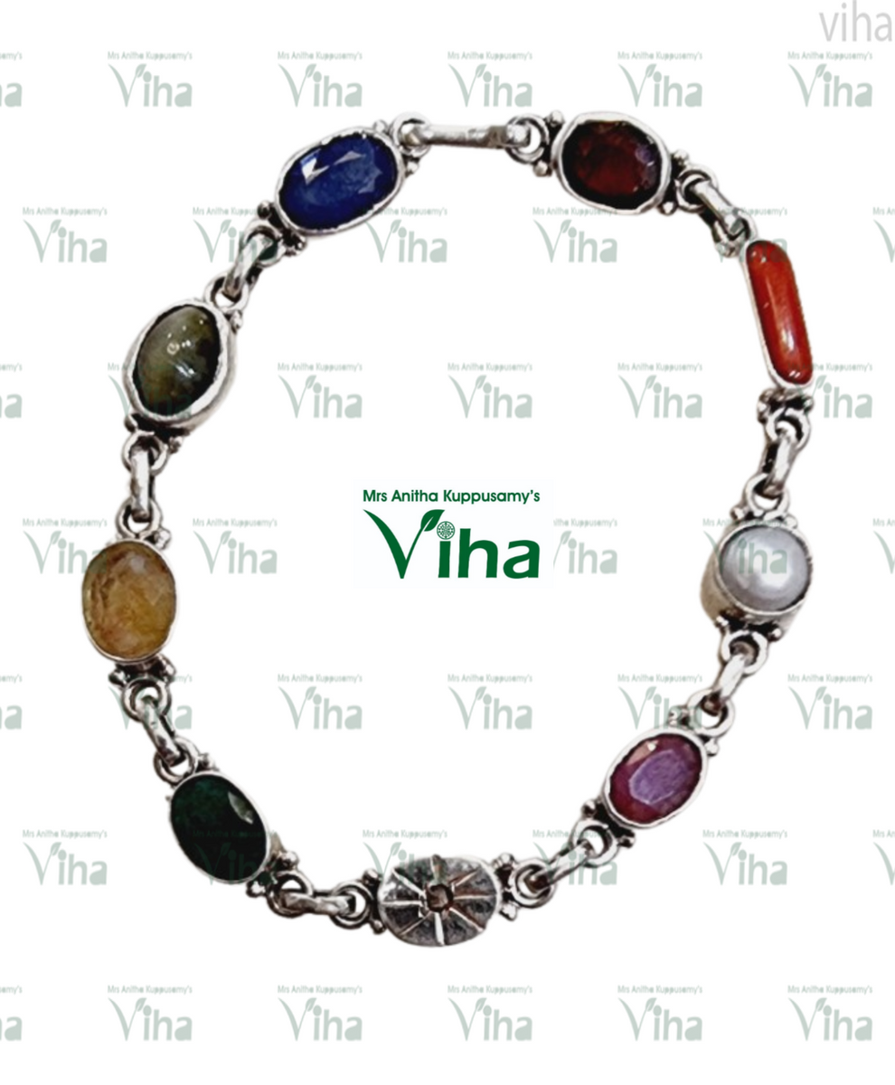 Navratna bracelet silver discount