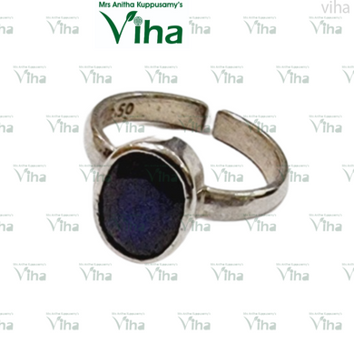 Blue Sapphire Silver Ring - 3.89 Cts Adjustable