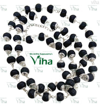 Karungali Mala with White Metal Cappings - 6mm, 8mm, 10mm