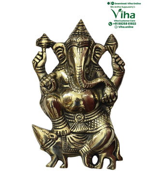 Rat Ganesha Wall Hanger - Brass