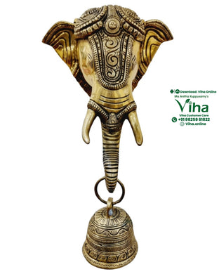 Ganesha Wall Hanger with Bell - Brass