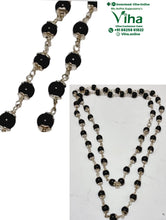 Karungali Mala with White Metal Cappings - 6mm, 8mm, 10mm