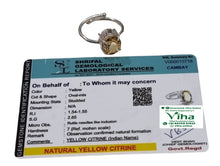 Natural Yellow Citrine White Metal Ring
