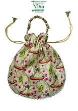 Satin Cow Potli Bag | Pouch