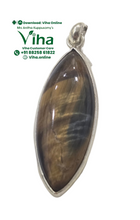 Natural Tiger Eye Stone  Unisex Silver Pendant