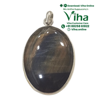 Natural Tiger Eye Stone Unisex Silver Pendant