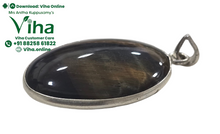 Natural Tiger Eye Stone Unisex Silver Pendant