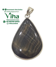 Natural Tiger Eye Stone Unisex Silver Pendant