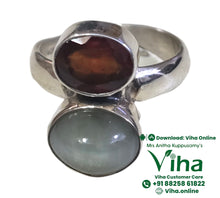 Catseye + Gomedha Stone Silver Ring - Adjustable / Unisex
