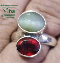 Catseye + Gomedha Stone Silver Ring - Adjustable / Unisex
