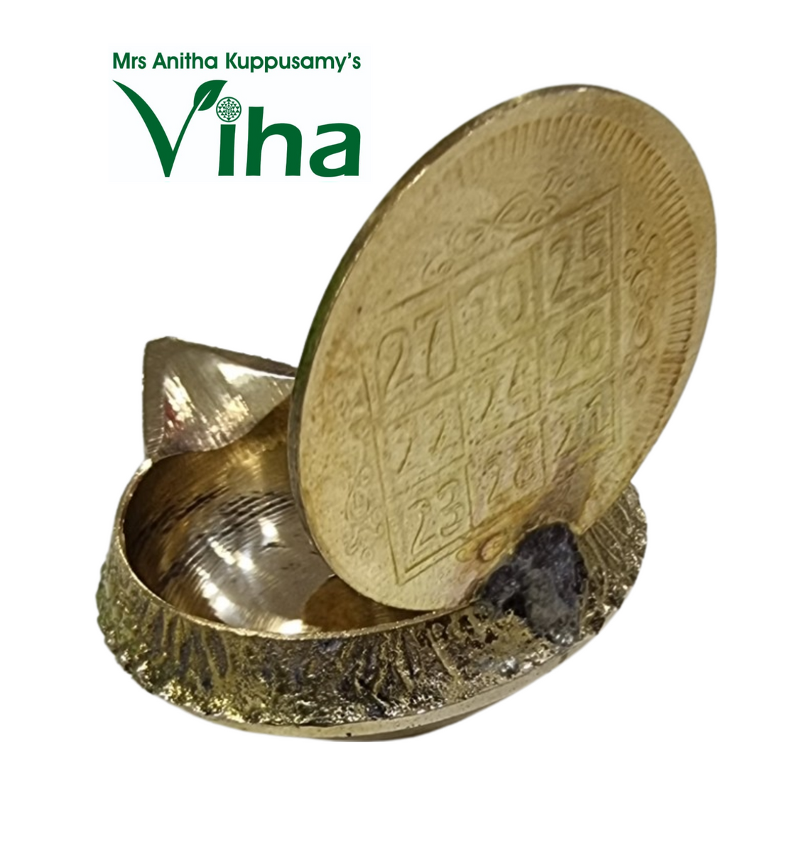 JDS Brass Lakshmi Kubera Vilakku With Plate – Handmade Puja Lamp For Wealth & Prosperity – Use With Ghee Or Oil