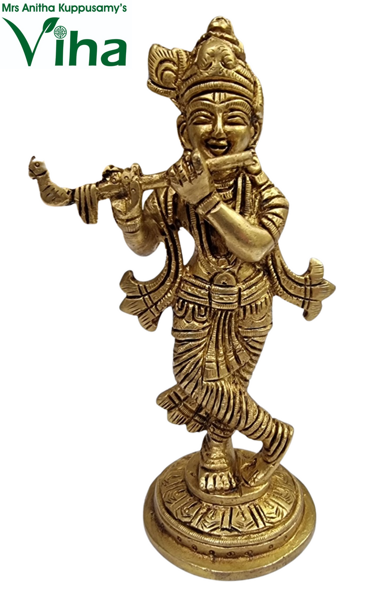 Krishna Brass Statue Shop Online at Viha Viha Pooja Essentials