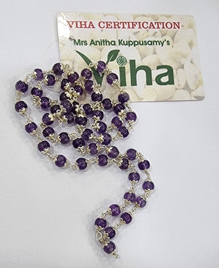 Amethyst Mala With Silver Cappings