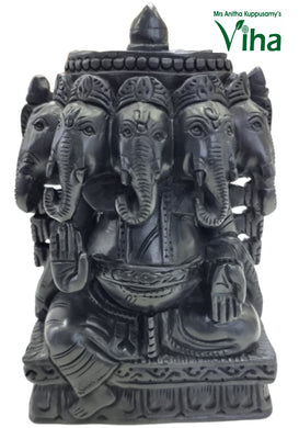 karungali Wood Five Face (Pancha Mukh ) Ganesh Statue