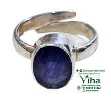 Blue Sapphire Ring Silver Oval Cut Adjustable