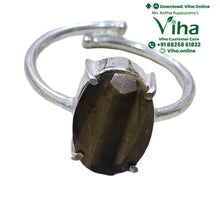 Tiger Eye White Metal Ring - Adjustable & Unisex