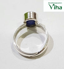 Blue Sapphire Ring Silver Oval Cut Adjustable