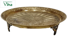 Multi Purpose Peacock Plate - Brass with Stand