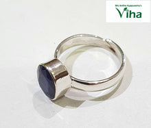 Blue Sapphire Ring Silver Oval Cut Adjustable