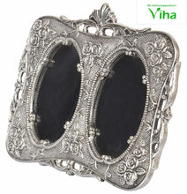 Antique White Metal Dual Photo Frame