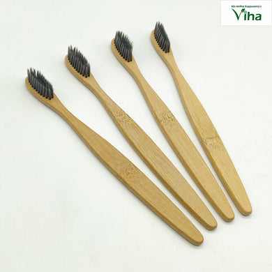 Bamboo Toothbrush With Charcoal Infused Soft Bristle (Pack Of 4)