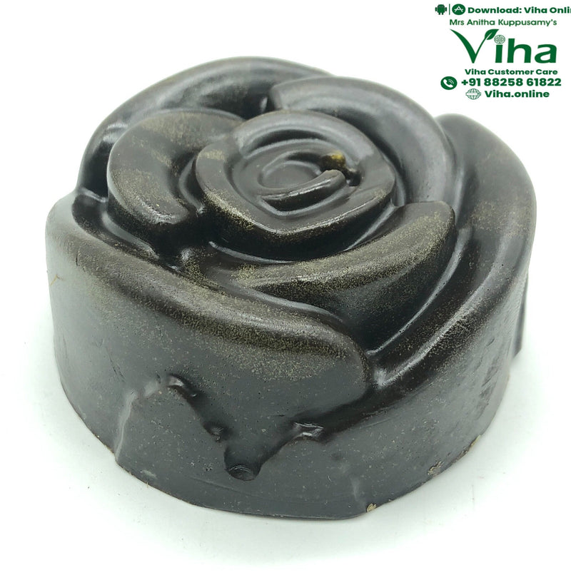 Dark rose-shaped handmade soap bar