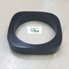 Karungali Square Bangle Free Size - 2.12+, a black, rounded-square bangle with a matte surface finish