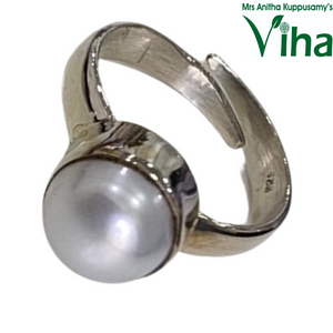 Pearl Silver Ring - 5.00 gms Adjustable