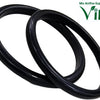 Karungali Wood Bangle - Size 2.10, two smooth black circular rings with a matte surface finish interlaced diagonally against a white background