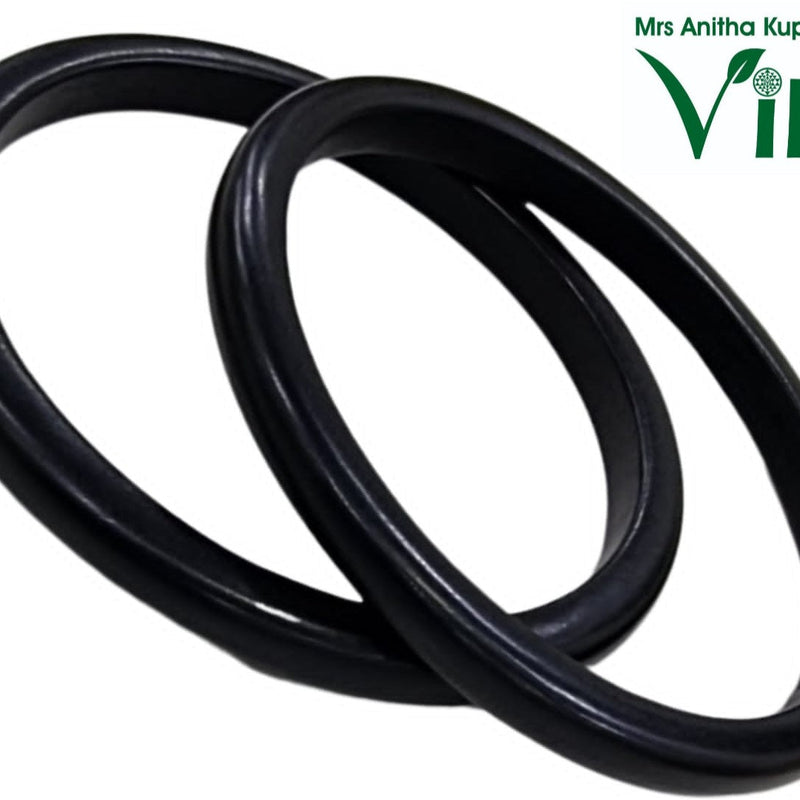 Karungali Wood Bangle - Size 2.12, two black circular rings with smooth, matte surfaces overlapping slightly