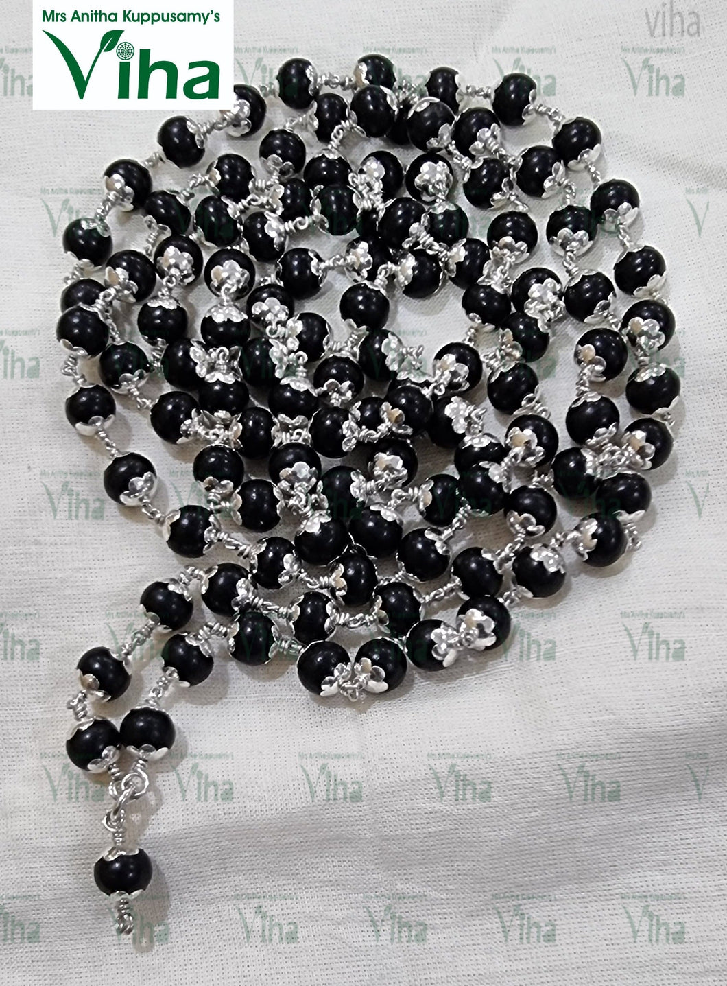 Karungali 6mm Silver Mala 108+1 Beads