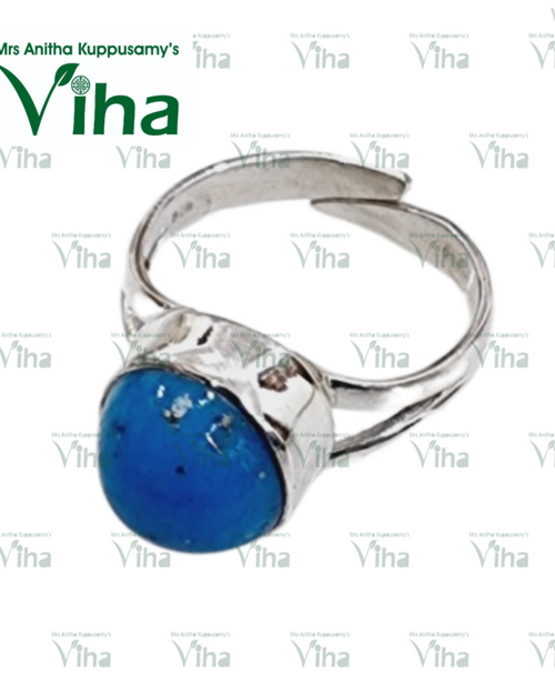 Turquoise Ring Silver Adjustable with open top and domed stone
