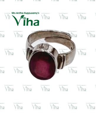 Ruby Ring Silver Adjustable - 7.45 gms