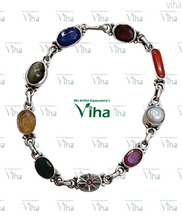 Navratna Bracelet Silver  - 15.62 gms