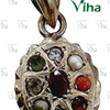 Navaratna Pendant Pure Sterling Silver with top loop and central dark stone