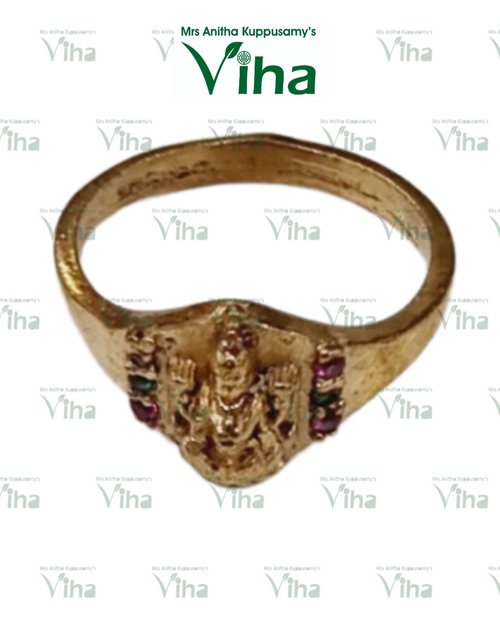 Impon Ring with an embossed central figure and colorful small stones