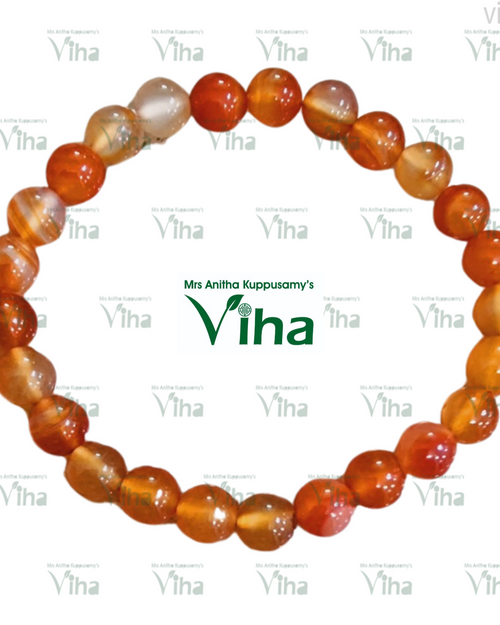 Red Carnelian Stone Bracelet Natural with translucent banding patterns