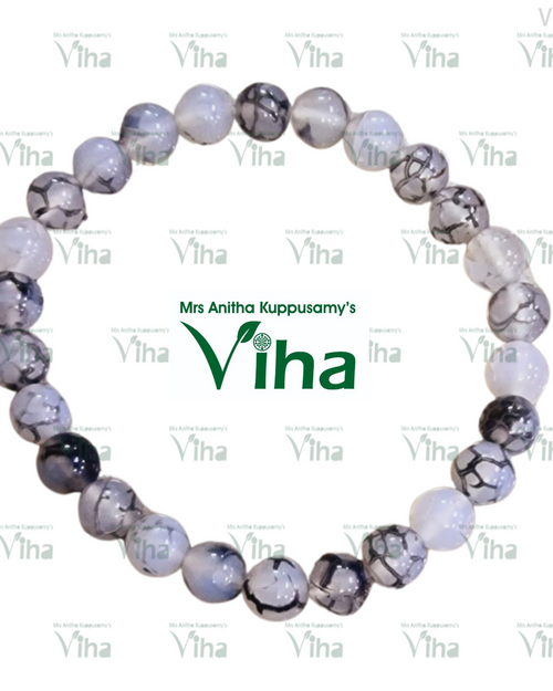 Vein Agate Bracelet - Natural, circular beads with cracking pattern