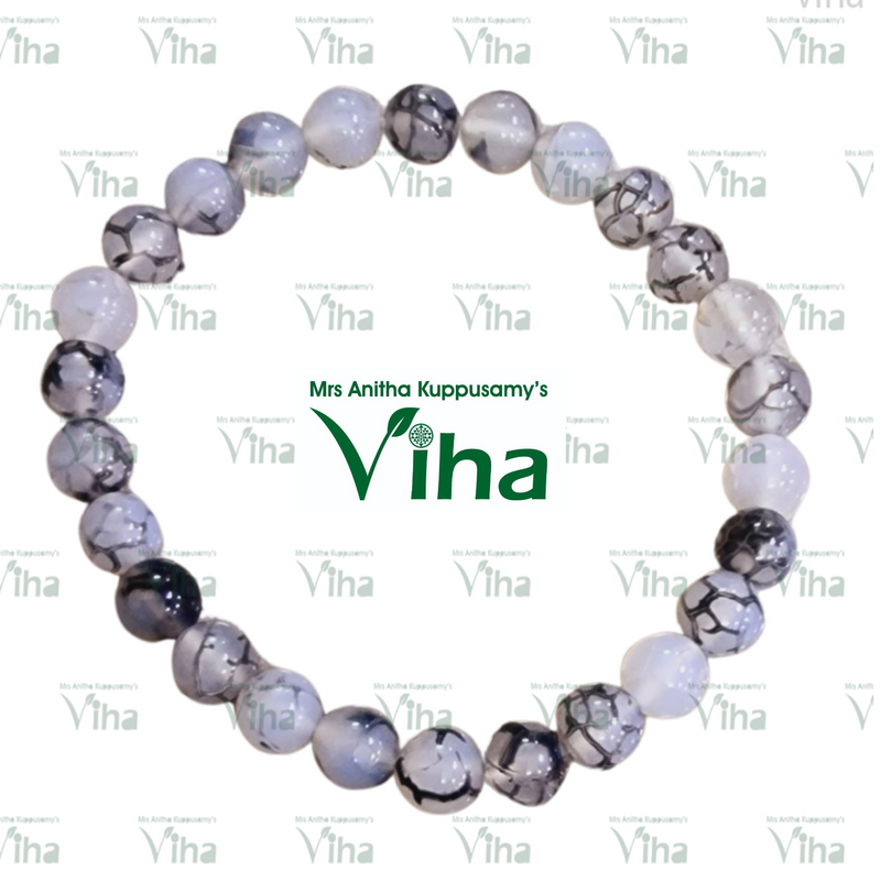 Vein Agate Bracelet - Natural, circular beads with cracking pattern