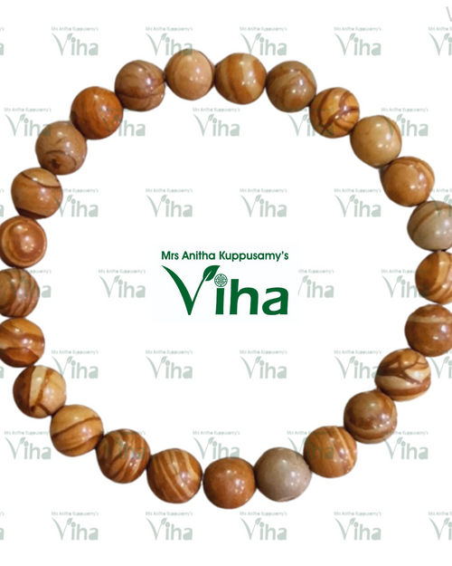Jasper Bracelet - Natural, brown strand with striped beads