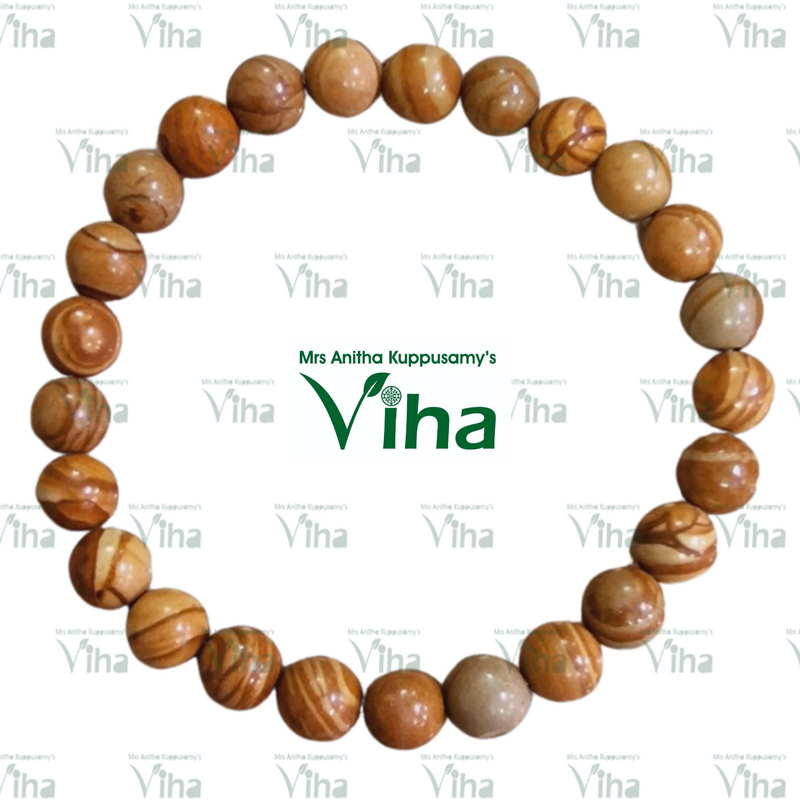 Jasper Bracelet - Natural, brown strand with striped beads