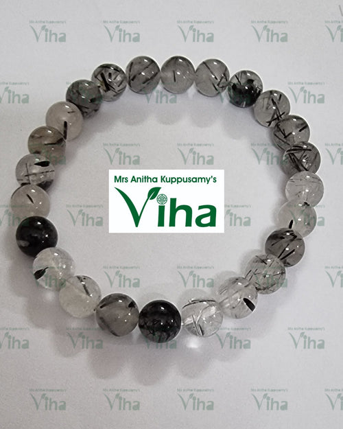 Black Rutile Stone Bracelet with black internal inclusions