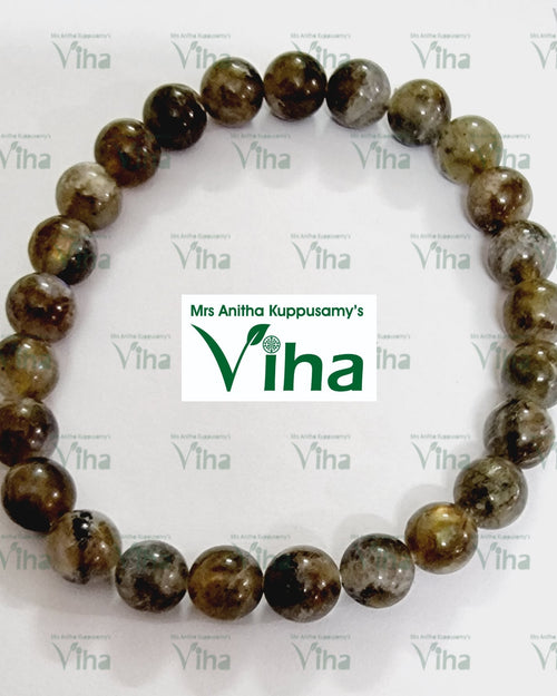 Labradorite Stone Beads Bracelet, a loop of polished brown beads
