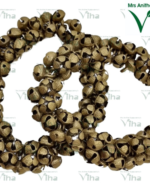 Dancing Ghungroo, two intertwined circular garlands of matte gold-toned metal jingle bells with black slits