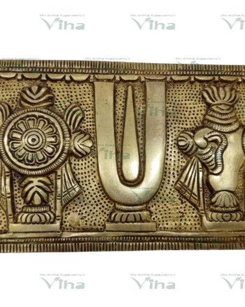 Perumal Wall Hanger Brass - Big with relief carvings of figures and symbols