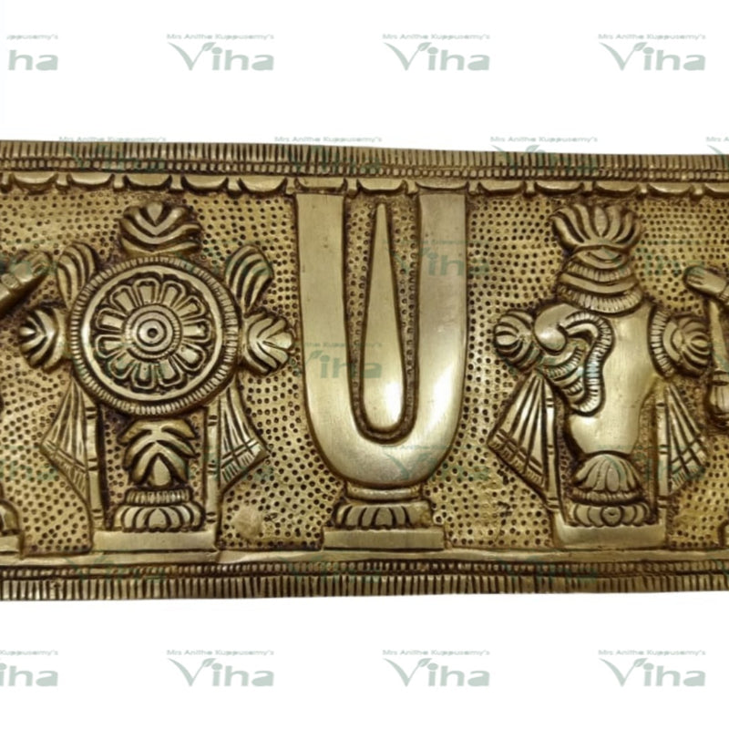 Perumal Wall Hanger, raised embossed religious symbols