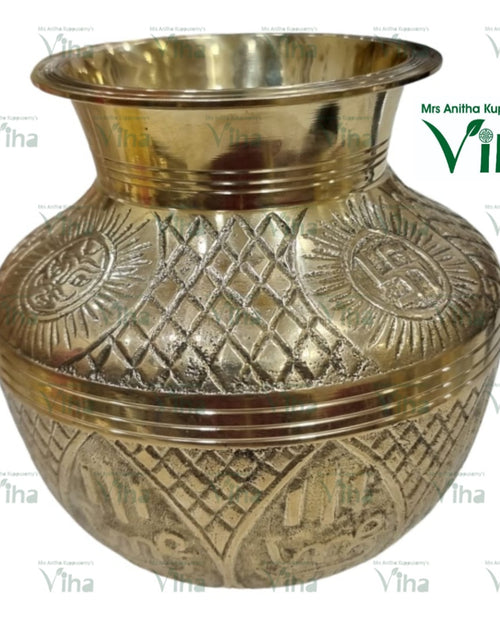OM, SWASTIK Pooja Kalasam, vessel with incised pattern and wide rim