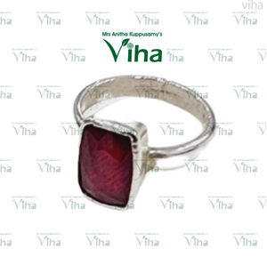 Oval, Rectangle, Square Cut Silver Ruby Ring Adjustable