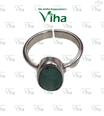 Emerald Silver Ring Adjustable - 6.50 Ct